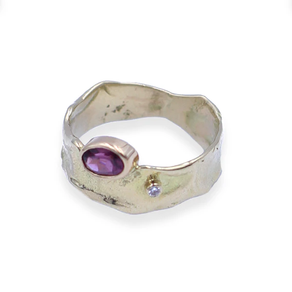 Lava Granat og Diamond Ring
